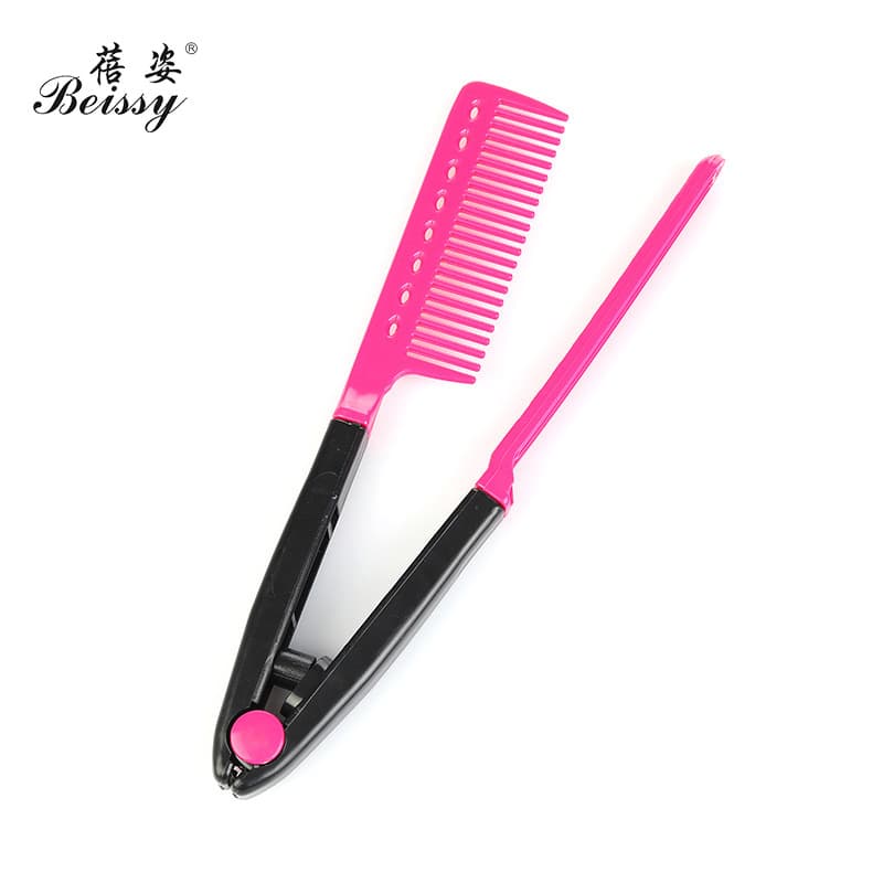 Beizi V-Type Clip Straightening Comb, Home and Salon Dual-Use Straightening Comb, Foldable Inward Curl Comb, Hair Styling Tool