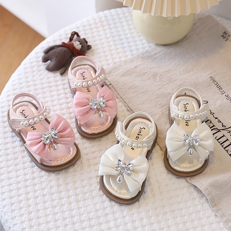 Fashionable Girls' Sandals with Bowknot Princess Style 2026 Summer New Arrival Children's Soft Sole Trendy Korean Version Pearl Sandals