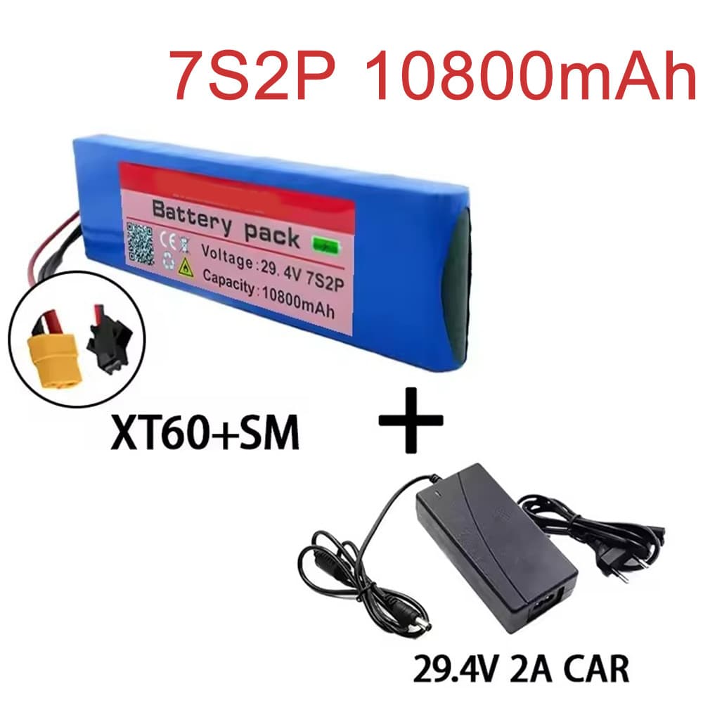 18650 7S2P 10800mAh Lithium-Ion Battery 29.4V 10800mAh with BMS and Charger