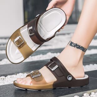Men's Cross-Border Large Size Summer Clog Shoes Open Toe Thick Sole Closed Toe Half Slippers Outdoor Beach Sandals Drop Shipping 2035
