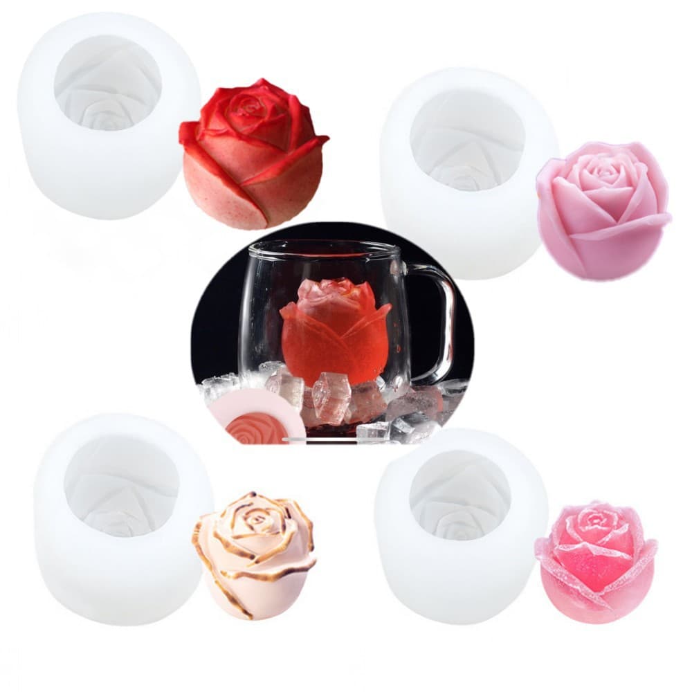 Best-selling Rose Ice Cube Mold Creative Ice Tray for Cola Coffee Whiskey Home Silicone Ice Maker