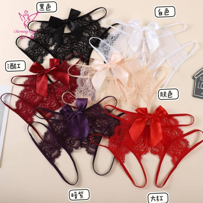 Sexy Lingerie Open-Crotch Lace Panties Alluring Women's European and American Style Hollow Seamless Briefs 1035 Low Waist