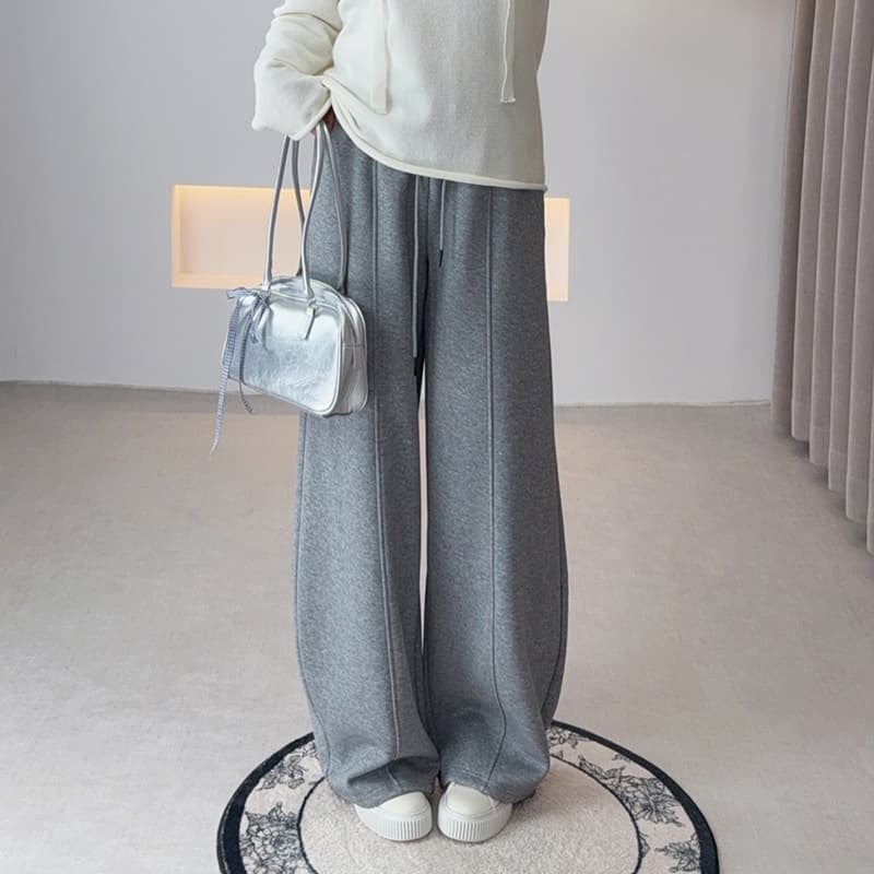 Shuangtian 2025 Autumn New Plus Size Women's Clothing Drawstring Double Waist Design Brushed Casual Pants 9137