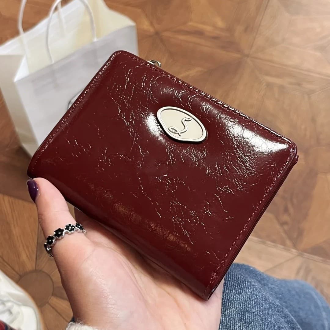 Korean style simple pleated envelope short wallet female high-end student high-looking niche versatile multi-functional card holder