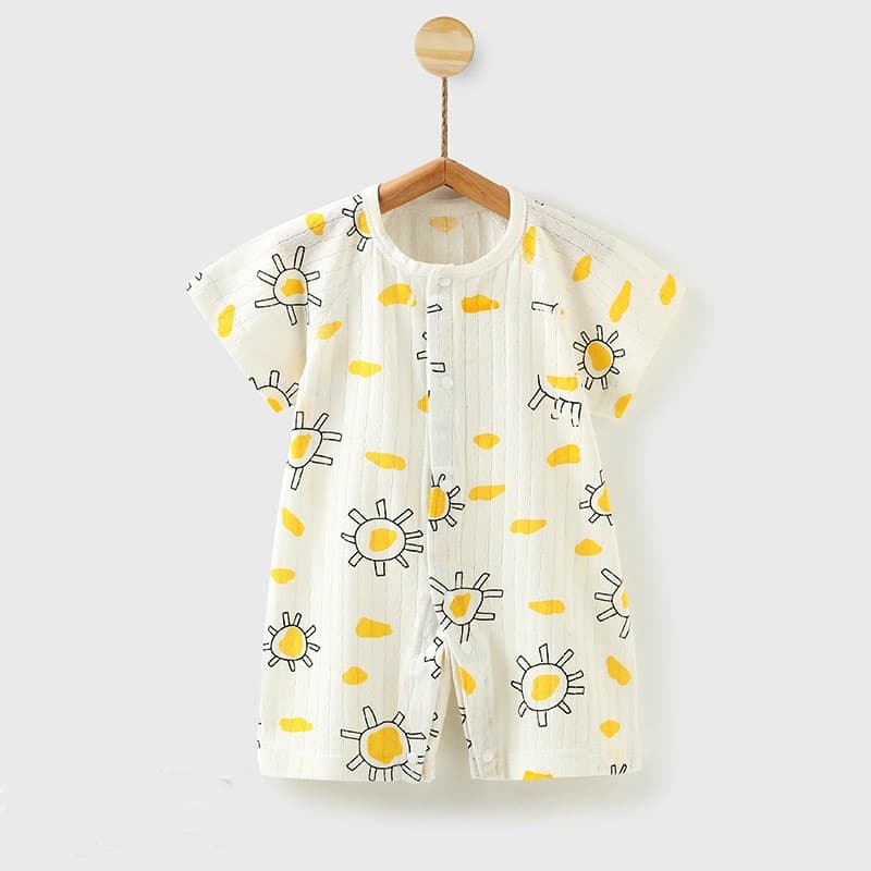 Baby Clothes Summer Thin Women's Short-sleeved Newborn Baby Boy's Pajamas Category A Pure Cotton Hats Short-sleeved Jumpsuit