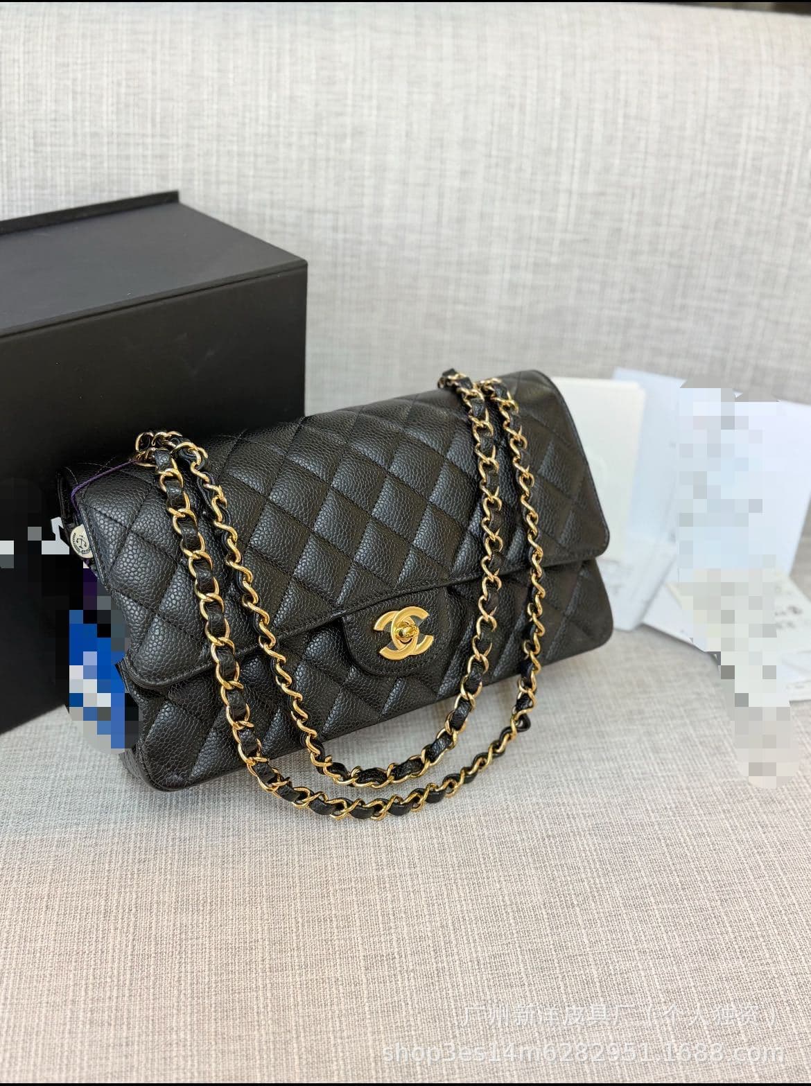 Cross-border Source High Version Genuine Leather Women's Bag Chanel-style CF Shoulder Bag with Small Gold Ball Crossbody Diamond Quilted Chain Bag