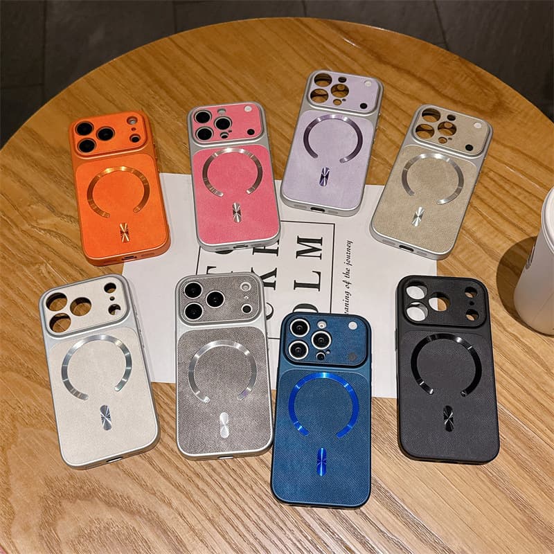 Denim Texture Phone Case for iPhone 17 Pro Max, Magnetic Apple 16 Pro Shockproof 15 Protective Cover 14