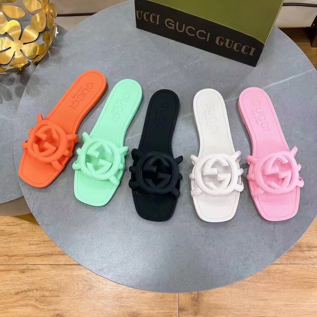 GG Summer Beach Women's Slippers Jelly Candy Color One-Strap Slippers 2025 Cross-Border Hot Selling Women's Slippers