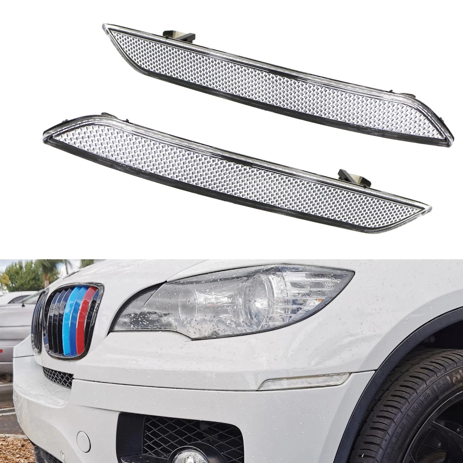 For BMW X6 E71 Front Bumper Light Reflector Bumper Light Front Bumper Fake Light Reflector US Spec Bumper Light