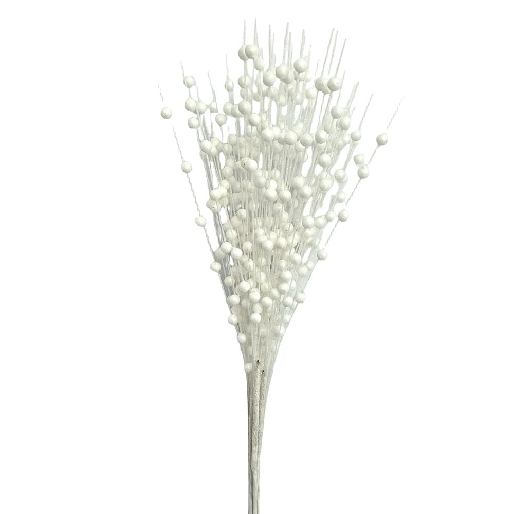 Christmas Decoration Gold Glitter Berry Ball Pick 43cm 12-Branch Artificial Shiny Stem Ornament Beaded Fake Vine