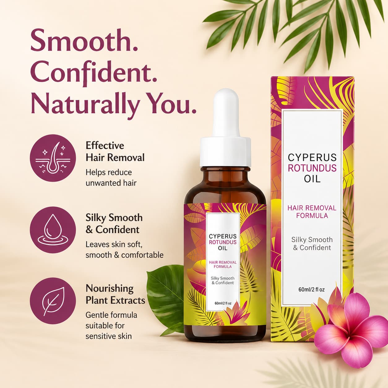 Cross-border Hot Selling Cyperus Rotundus Hair Removal Moisturizing Natural Depilatory Oil
