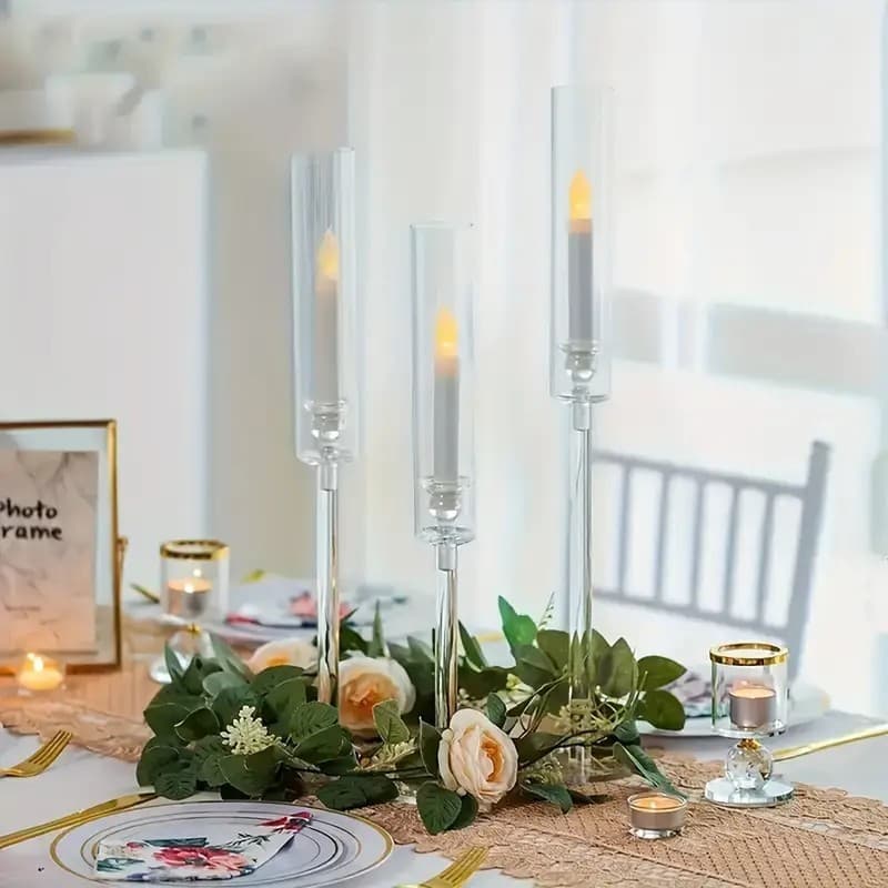 Christmas Candle Holder Decoration Luxury Romantic Candlelight Dinner Prop Atmosphere Decor Nordic Dining Table Home Use