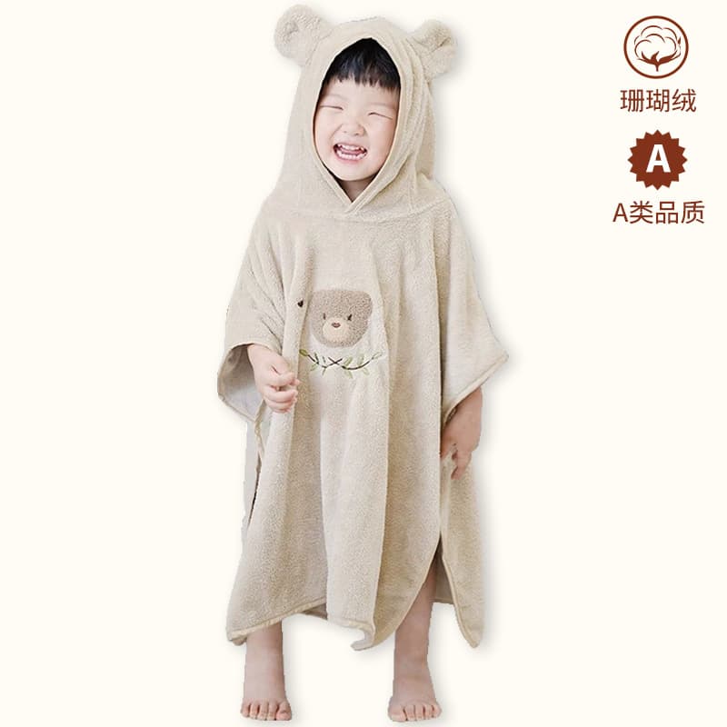 Four Seasons Baby Romper Coral Fleece Thickened Crawling Suit Absorbent Warm Children's Clothing Home Jumpsuit Bathrobe Wholesale