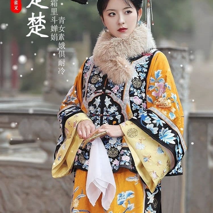 Gegefu Original Authentic Jisui Heavy-Duty Printed Qing Dynasty Vest Round Neck Suit Hanfu Palace Travel Photography