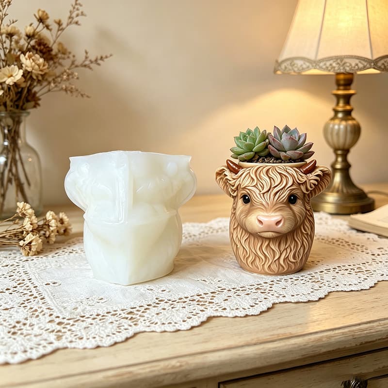 Calf Flower Pot Aromatherapy Candle Silicone Mold DIY Resin Diffuser Stone Plaster Decoration Mold