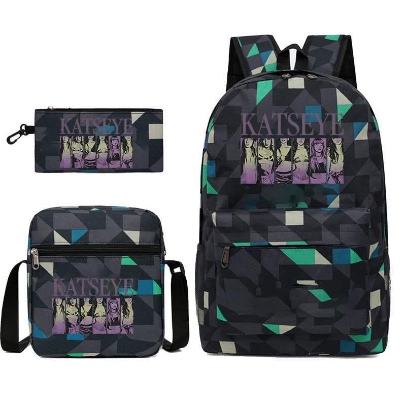 Foreign Trade Amazon K-pop Girl Group Katseye Print Backpack Shoulder Bag Pencil Case 3-Piece Set