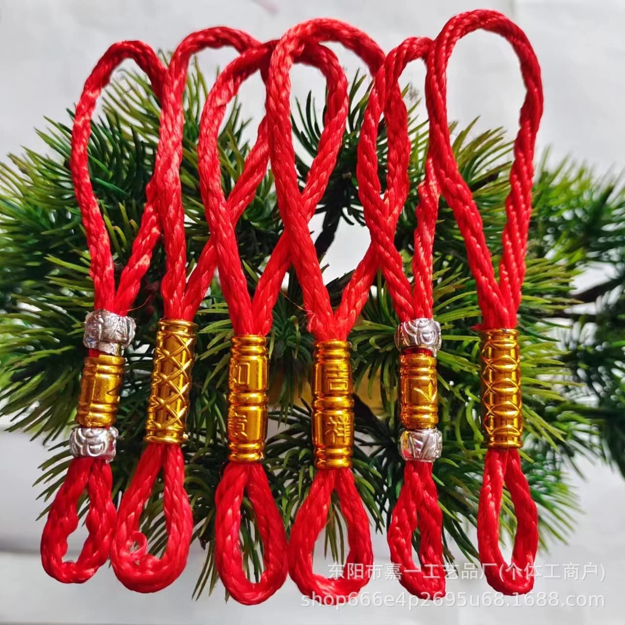Silver Ring Hanging Rope with Pendant Head, Car Hanging Rope, Festive Wedding Accessories, New Year Red Large Pendant Head