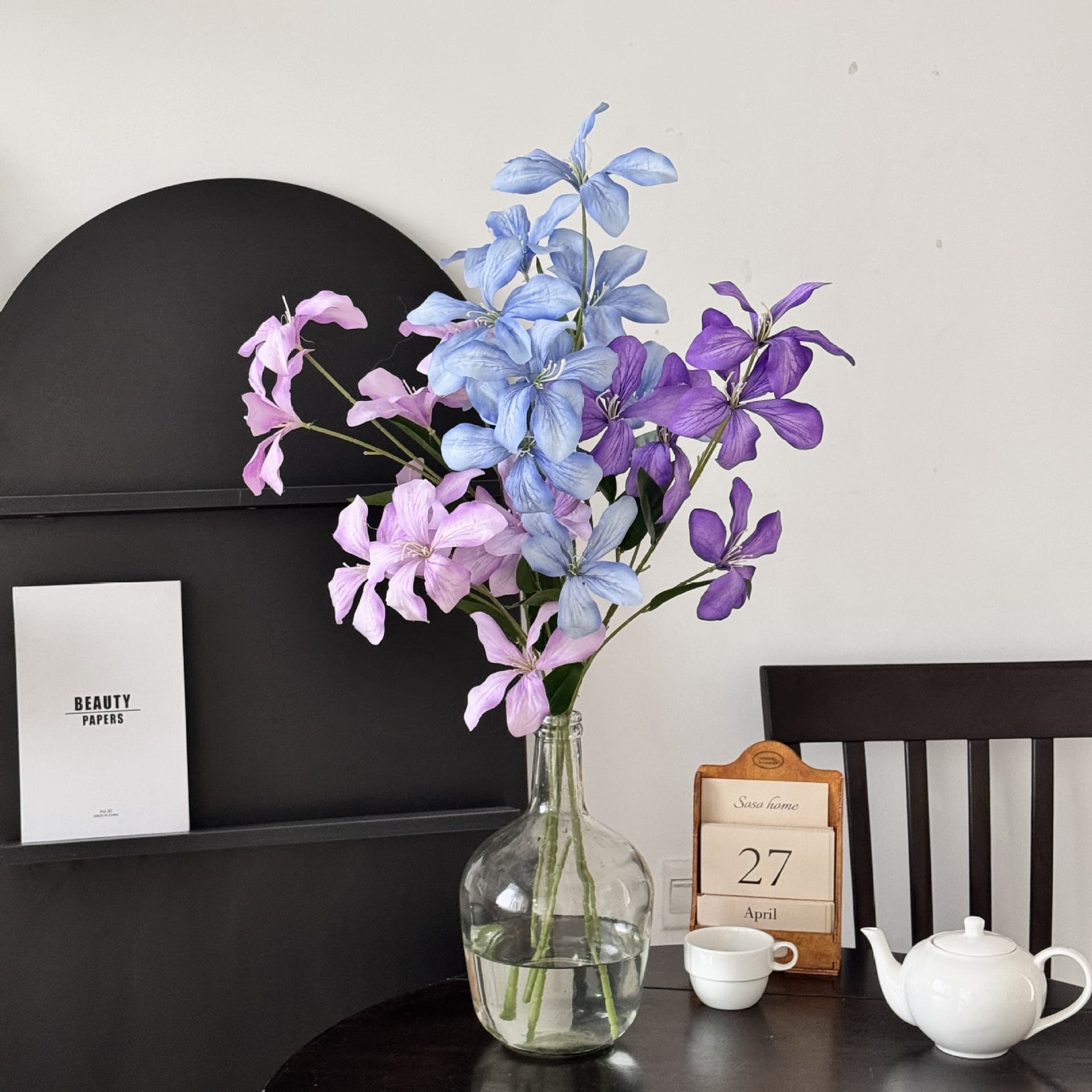 Oil Painting Style Flame Orchid Artificial Flower Fake Flower Home Living Room Decoration Wedding Hall Garden Scene Shop Window Decoration