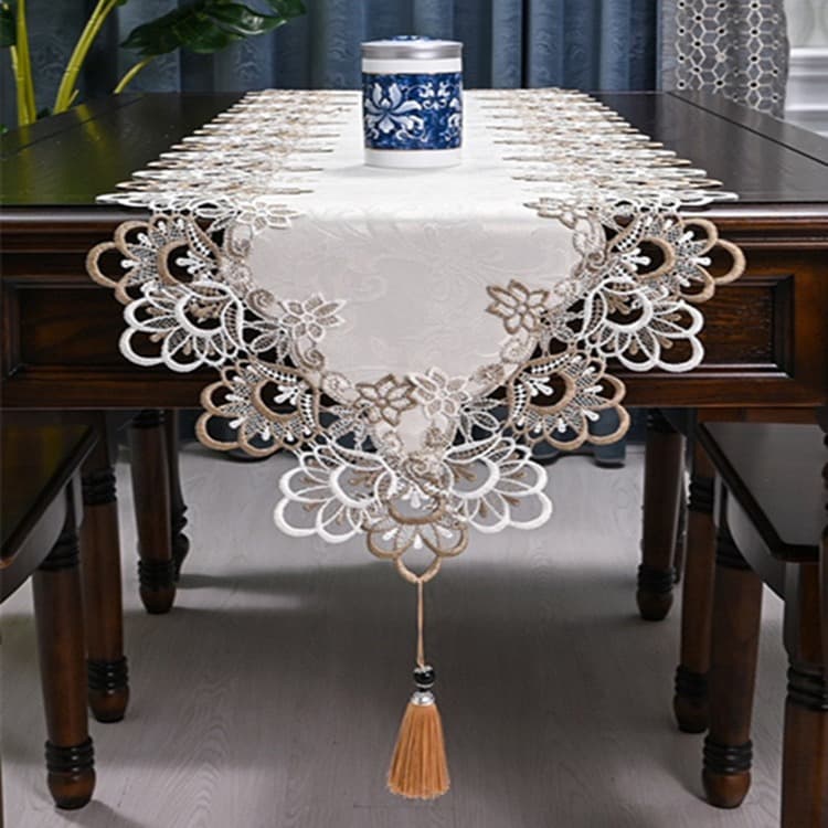 European Style New Table Runner TV Cabinet Dust Cover Fabric Long Strip Nordic Minimalist Coffee Table Cloth Lace Edge Cover Cloth