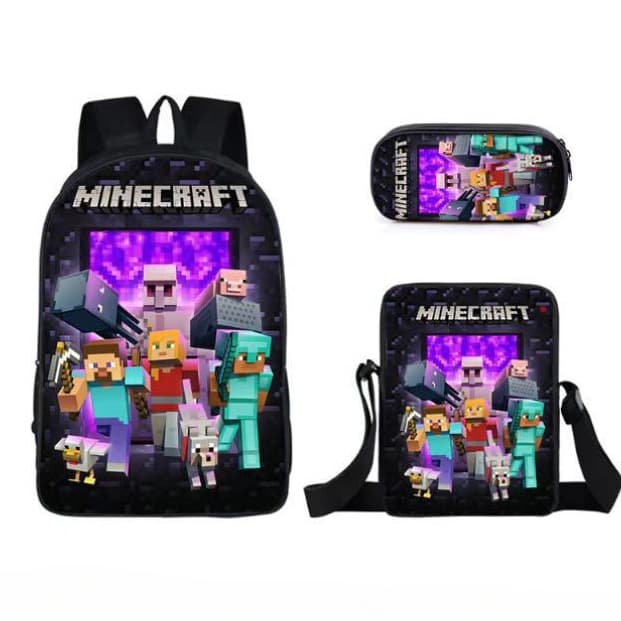 Cross-border new product MINECRAFT schoolbag for primary and secondary school students, my game peripheral backpack, three-piece set, wholesale pencil case