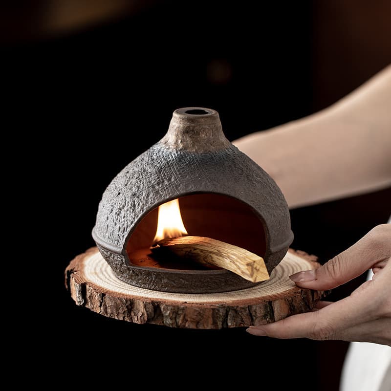 Small Fireplace Sunshine Golden Mountain Ceramic Aromatherapy Burner Sage Lavender Smudge Burner Purification Furnace Tea Ceremony Ornament Incense Burner