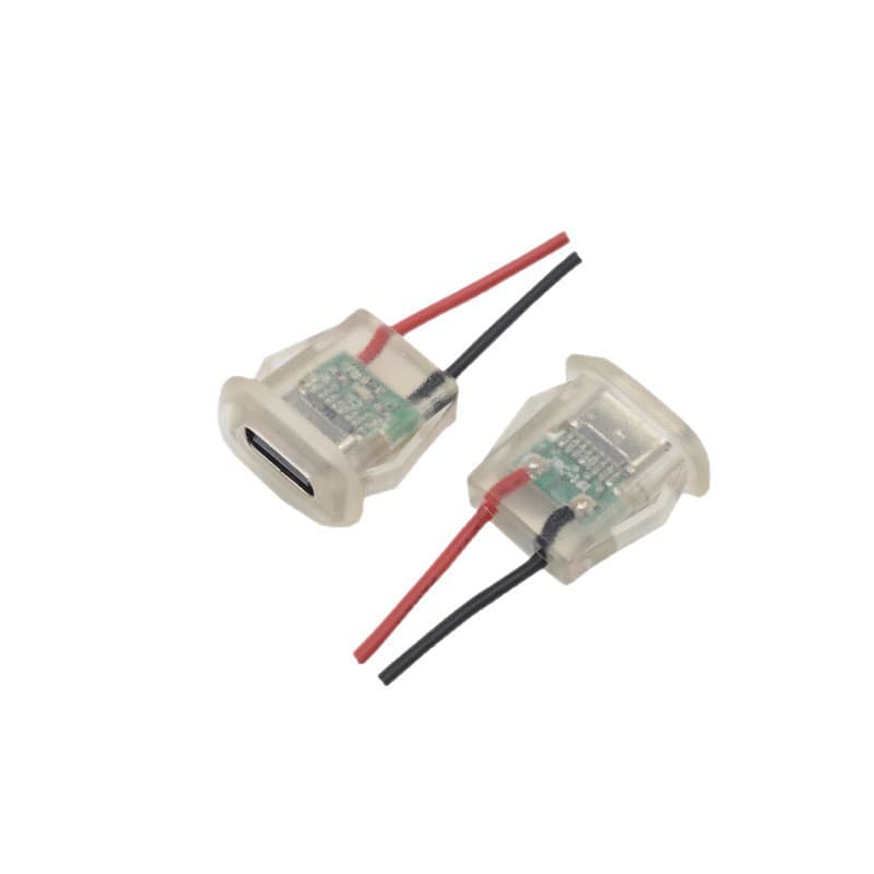 Type-C 2P Injection Molded Waterproof Female Connector with Cable, L-Shaped, IP67 Waterproof Type-C Charging Female Connector with Wire