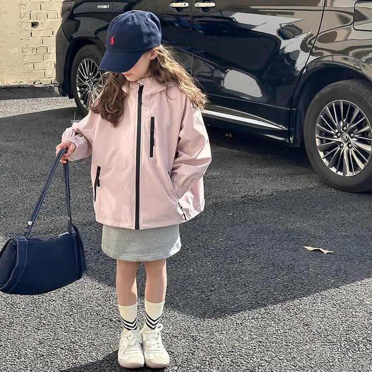 Girls' Windbreaker Jacket Spring 2026 New Style Children's Fashionable Casual Hooded Korean-Style Jacket for Spring and Autumn
