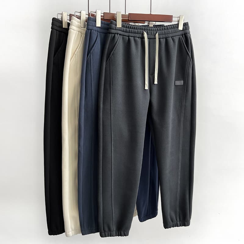 Men's Nano Fleece Windproof Pants, Autumn/Winter Thickened Joggers, Plus Size Elastic Cuff Sweatpants