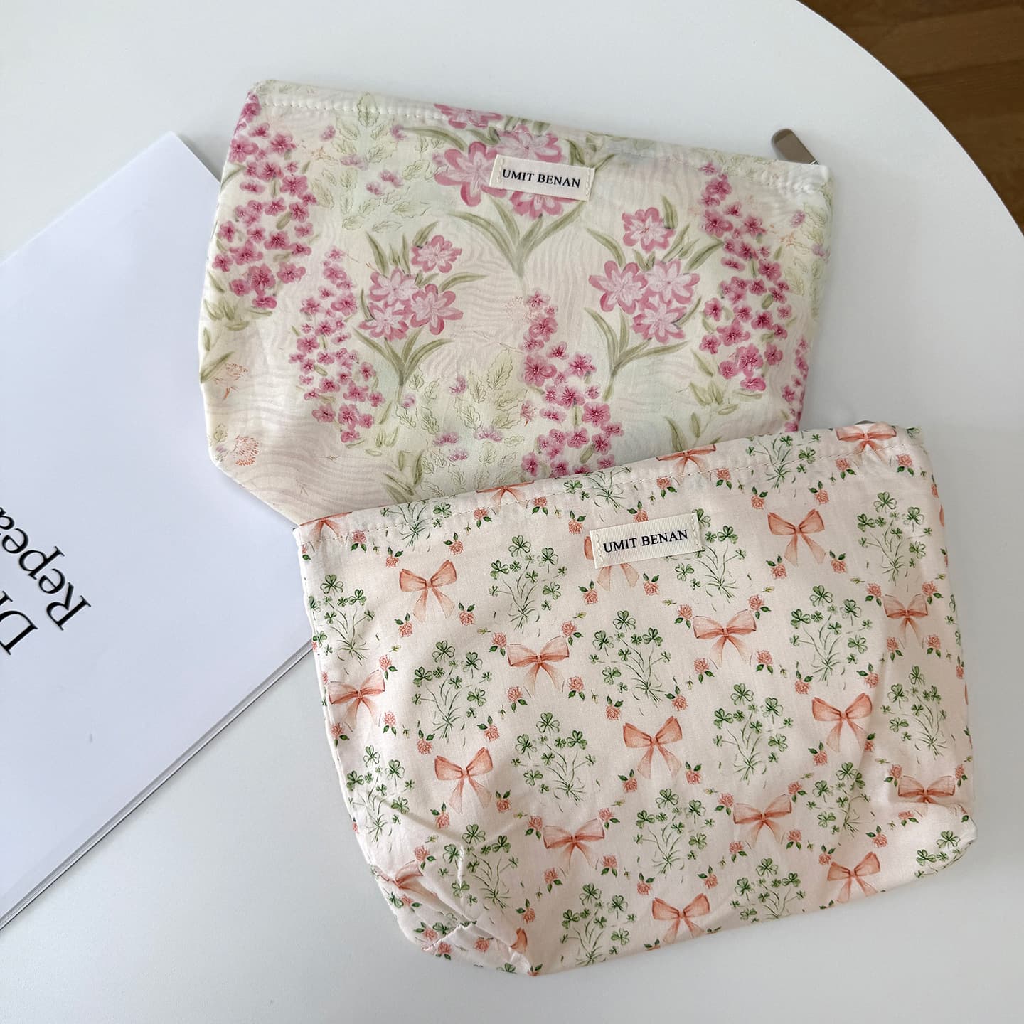 Korean Floral Zipper Lipstick Storage Bag Portable Cosmetic Organizer Travel Coin Pouch