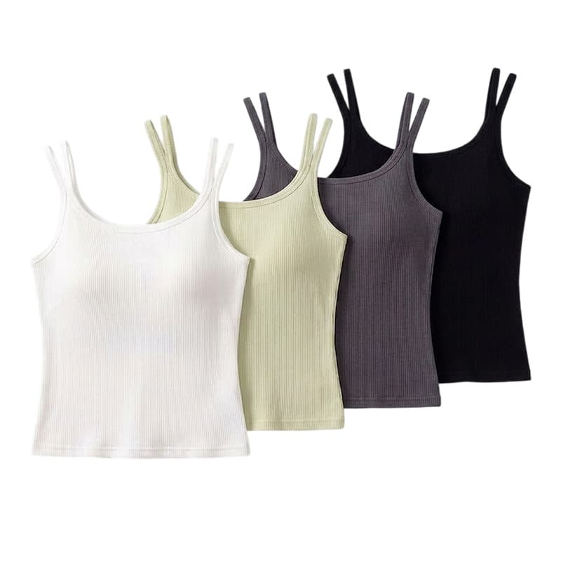 Women's Thin Camisole with Built-in Pads, U-Shaped Back, Cool Short Top for Summer, Wear Inside or Outside