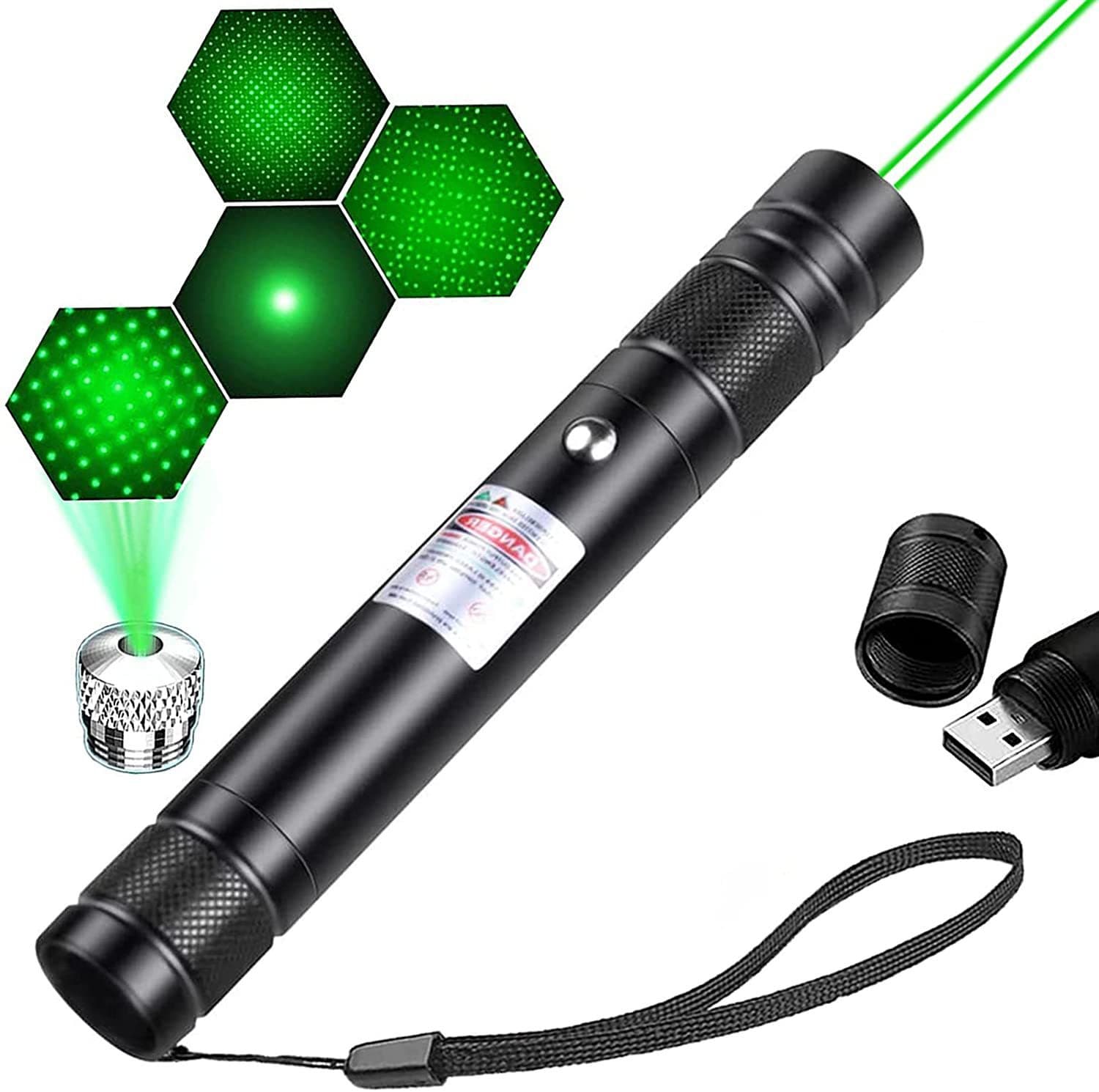 710 USB Green Laser Pointer, High-Power for Cat Toys, Outdoor Hunting, and Teaching Applications