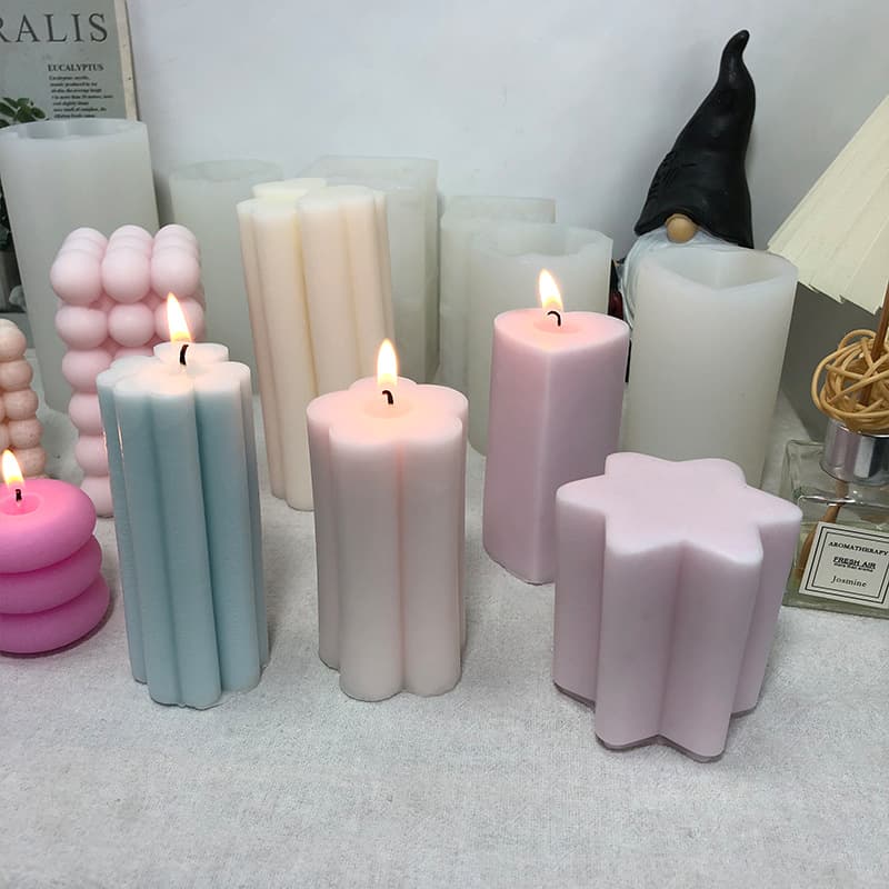Four-Leaf Clover Cylinder Scented Candle Silicone Mold DIY Five-Petal Flower Cylinder Candle Holder Gypsum Candle Mold
