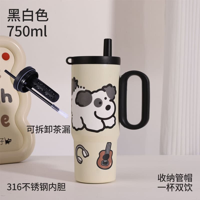Portable 316 Stainless Steel Insulated Water Bottle with Straw for Students, Large Capacity, Stylish Design, Car Ice Tumbler Wholesale