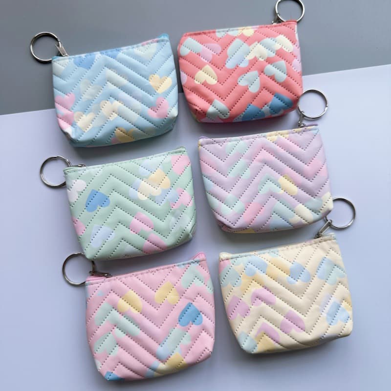 New Coin Purse Love Pattern Storage Student Card Bag Portable Hand-held Small Purse Key Ring Bag Wholesale