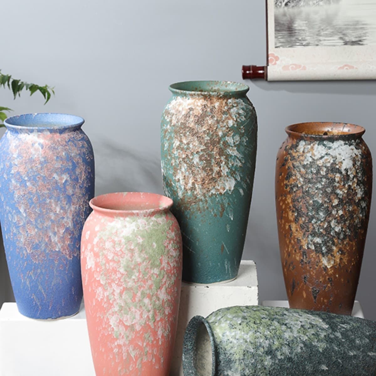 Sensory Aesthetic Vase Wabi-Sabi Style Vintage Jingdezhen Ceramic Vase Home Decorative Ornament Suitable for Hydroponics