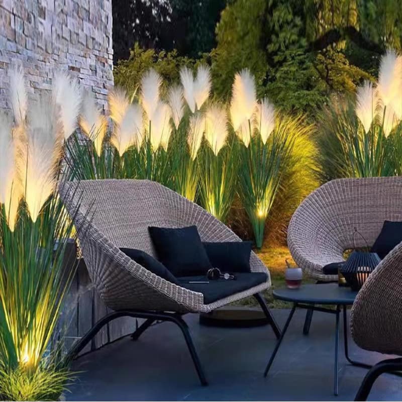 Reed Light Waterproof Outdoor Landscape Light Garden Balcony Decorative Light Glowing Ornament Lawn Light Scenic Area Lighting Pampas Grass