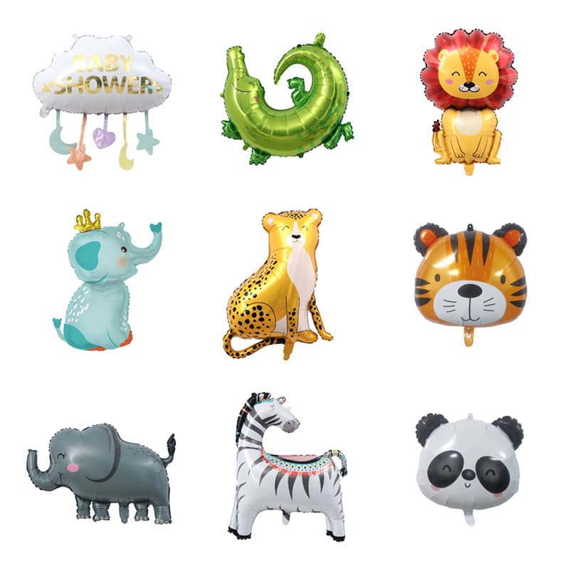 New Cute Forest Animal Leopard Lion Elephant Theme Aluminum Film Balloon Birthday Party Decoration Supplies Wholesale