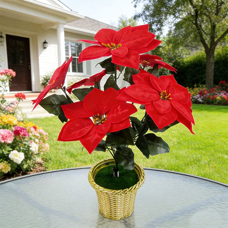 Christmas Decorative Silk Flowers Artificial Flowers One-Piece Red Five-Head Seven-Head Faux Floral Arrangements