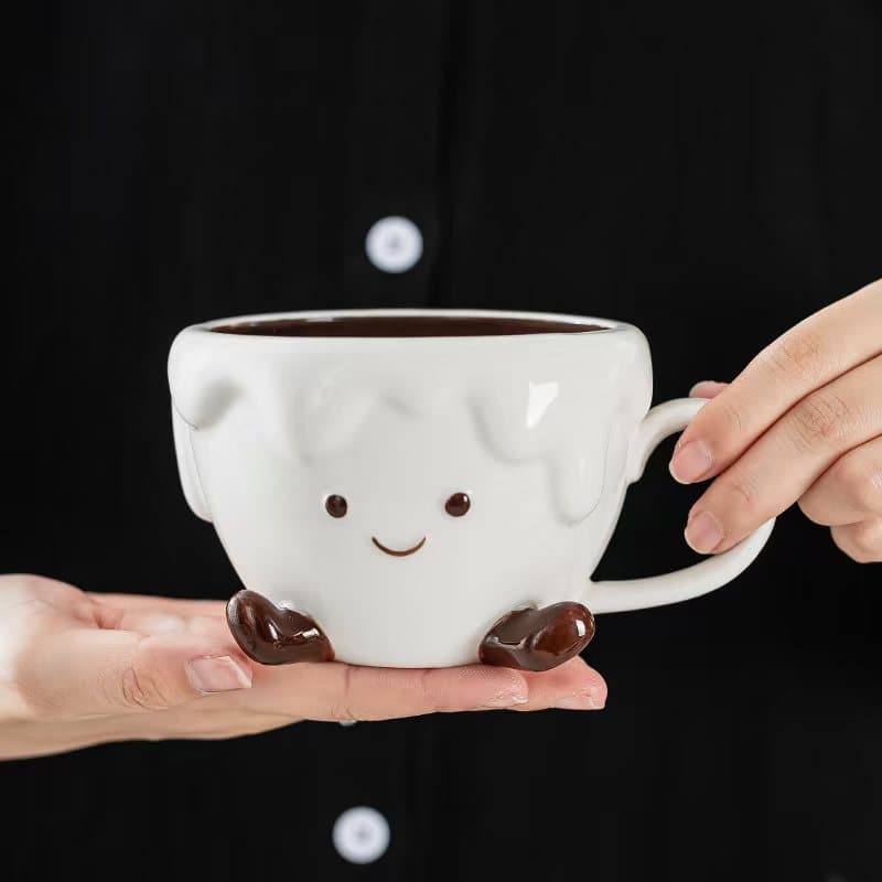 New Ceramic Mug Ceramic Cup Underglaze Cute Footprint Coffee Cup Cartoon Water Cup Ceramic Water Cup