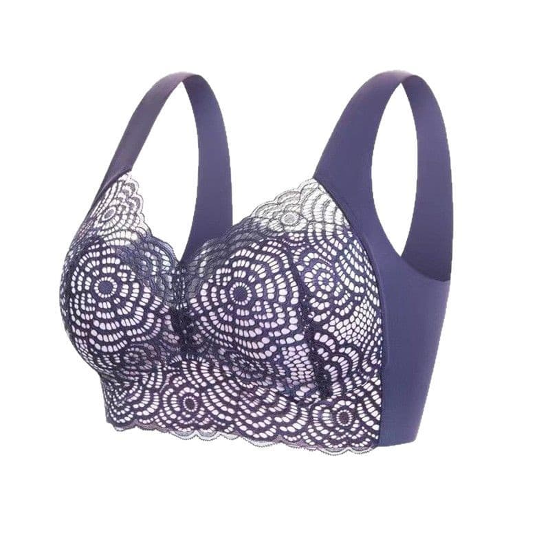 Foreign trade bra for plus-size women, wire-free, sports, sleep, thin, vest style, sensual lace, push-up and support.