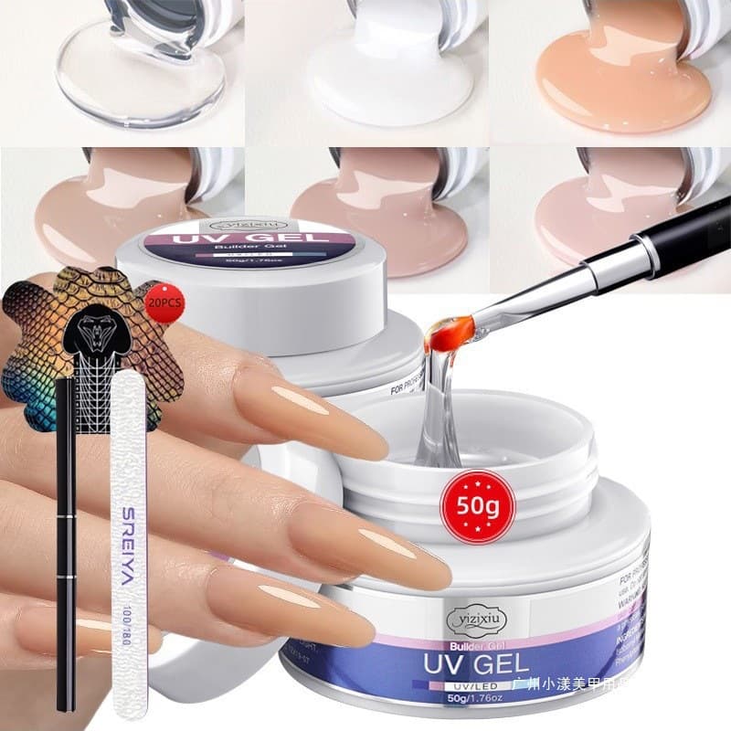 Cross-Border Painless Nail Extension Gel Nude Color Gel Shaping Extension Reinforcement Construction Gel Five-In-One Set