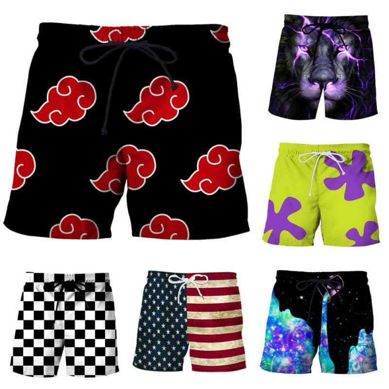 2026 AliExpress Wish Hot Selling Patrick Red Cloud 3D Digital Print Loose Casual Beach Shorts for Men