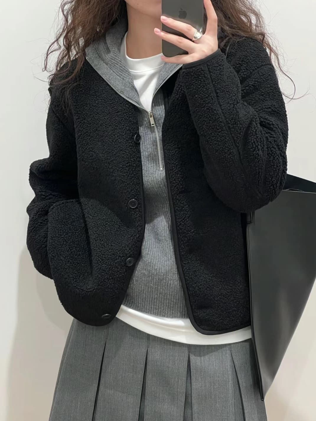 Super Warm! Fitting Room Single Faux Shearling Polar Fleece Loose Round Neck Warm Long Sleeve Cardigan Jacket Women 461660