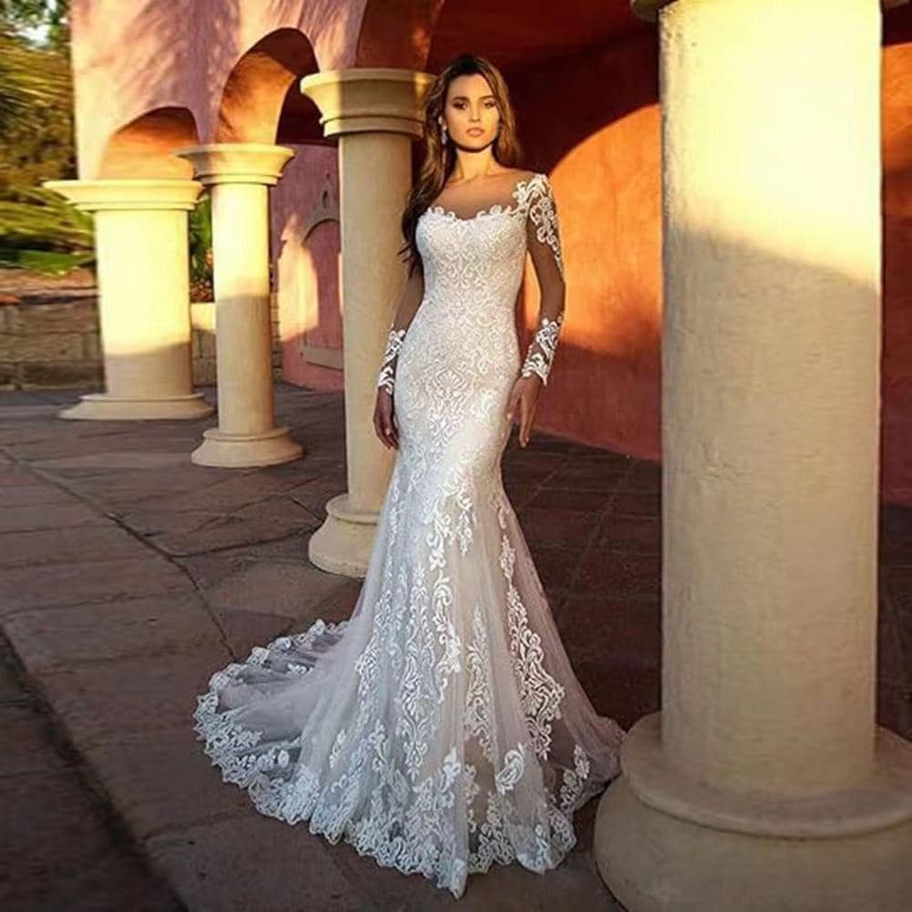 AliExpress Cross-Border Bride Light Wedding Dress 2026 New Elegant Mermaid Fit Wedding Dress Small Train Wedding Dress