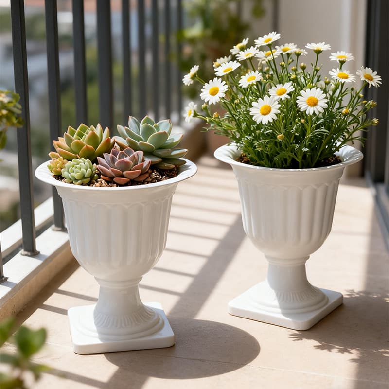 Round Plastic Roman Small Flower Pot, Nordic Desktop High-Aesthetic Mini Flower Pot, Simple Creative Succulent Pot