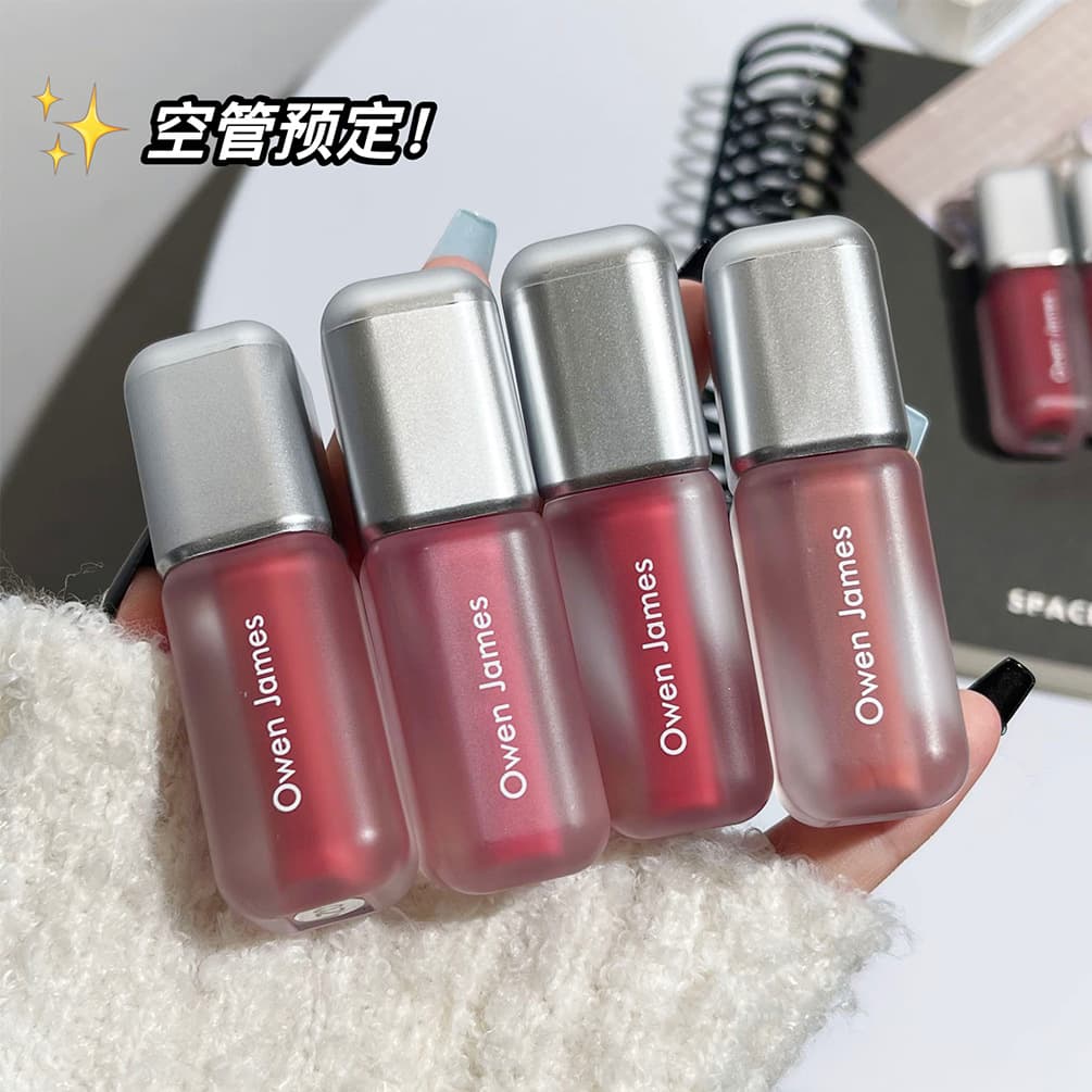Owen James Small Silver Tube Lip Gloss, Matte Velvet, Long-Lasting Color, Brightening Lipstick, Student Lip Gloss Wholesale