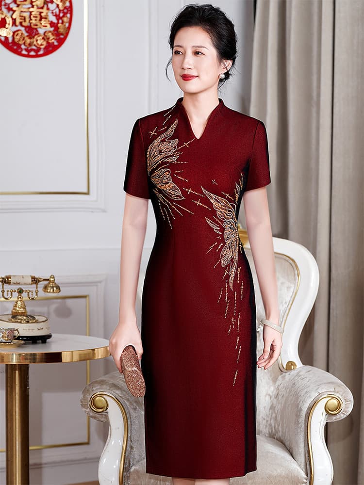 Mid-length Everyday Wear Wedding Mother Dress Summer Happy Mother-in-Law Banquet Embroidered Gown Hot Style Drop Shipping