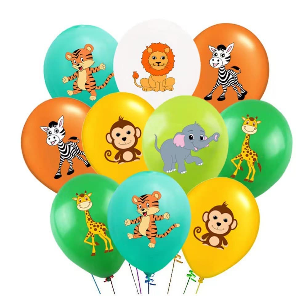 Cartoon animal birthday theme decoration set jungle animal balloon flag cake flag setting scene arrangement