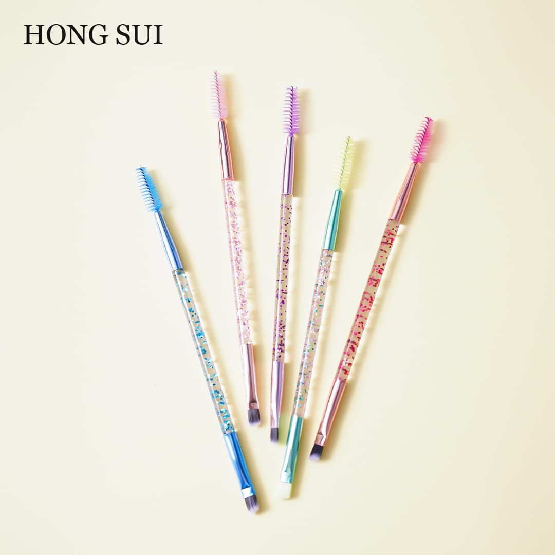 Double-Ended Eyebrow Brush and Mascara Wand PVC Pack, Eyebrow Gel and Powder Brush, Single Eye Makeup Tool