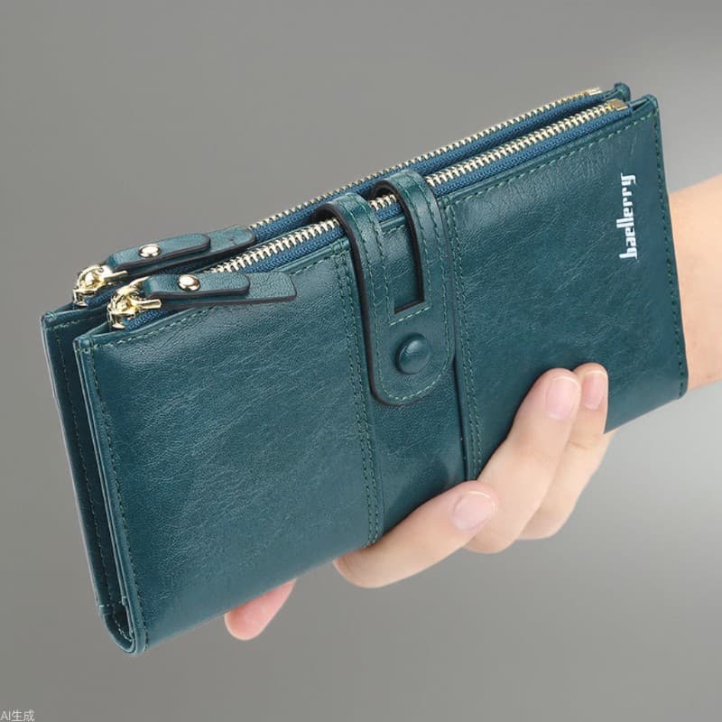 Baellerry Women's Long Wallet Korean Style Large Capacity Buckle Zipper Clutch Bag Fashionable Multi-Card Holder